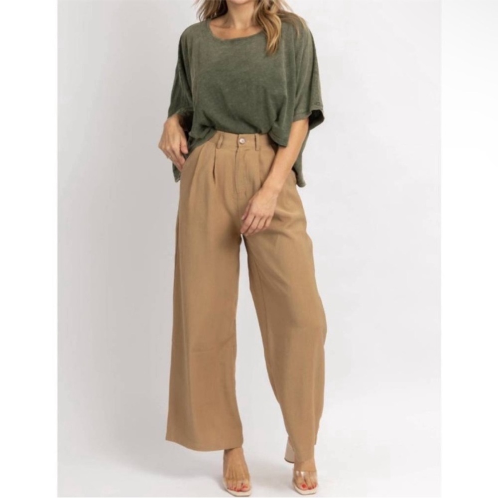 Miou Muse Women's Tan Wide-Leg Pants NWT Size Small